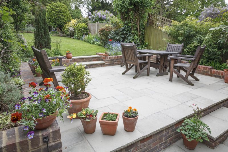 Paver patio with seating area
